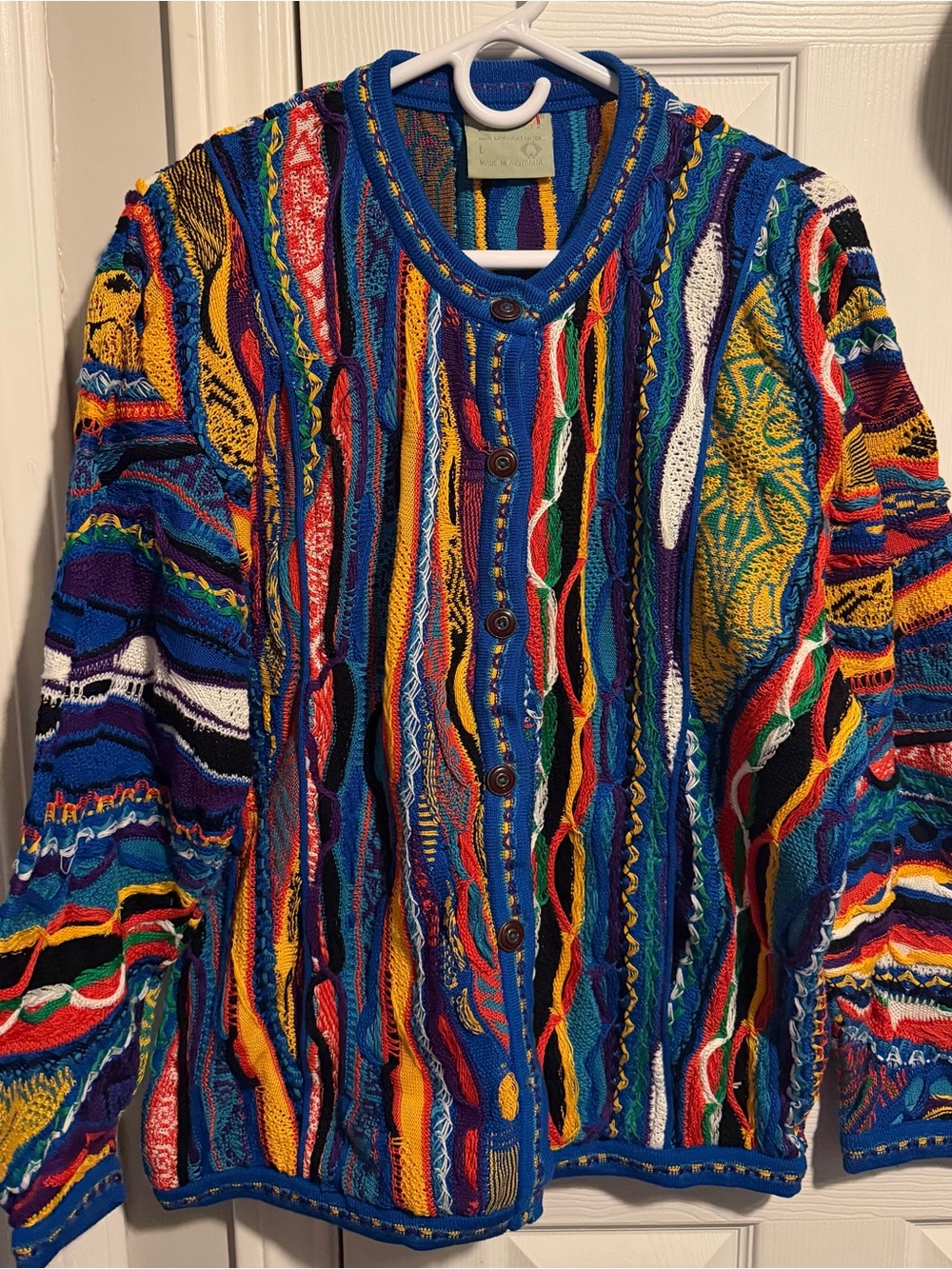 COOGI Multicolor Striped Knit Cardigan with Button Front